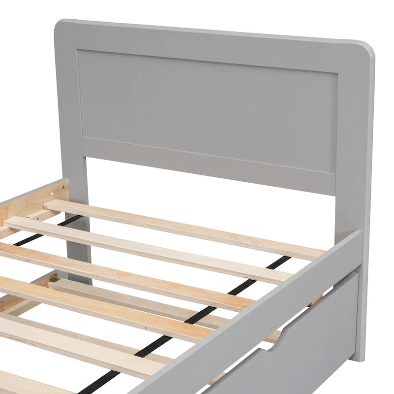 Cadre de lit simple en bois avec lit gigogne escamotable